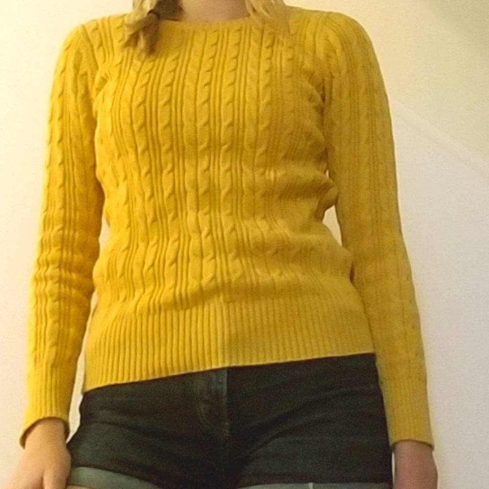 St. John's Bay Mustard Yellow Cable Knit Sweater